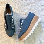 Bamboo Cute Denim Pearl Slip On Platform Shoes Photo 0