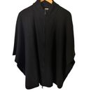 Anne Klein XL Stylist Wool Blend Womens Black Zip-Up Poncho With High Neck Photo 2