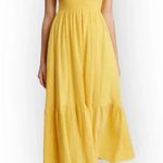Caslon Women's Yellow Midi Tie Strap Dress Size M Sleeveless 100% Cotton Smocked Photo 0
