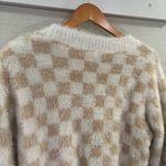 Princess Polly  Cream and Tan Checkered Cardigan‎ Size Small Medium Photo 3