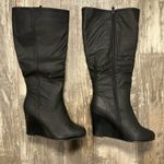 Journee Collection Black Wedge Knee-High Boots Size 8 WC Photo 12