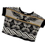 Love by Design Women’s Gray Poncho Sweater Short Sleeve Tribal Print Size Medium Photo 0