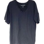 Norma Kamali  Black Organic Cotton V-Neck T Shirt Size 2X Photo 1
