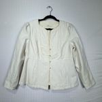 Banana Republic  White Black Pinstriped Linen Blend Blazer Jacket Women's Size 14 Photo 7