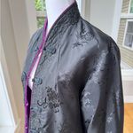 Vintage Purple Black Chinese Embroidered Silk Bed Jacket Handmade Reversible Photo 14