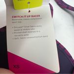 Moving Comfort  Switch it up Racer sports bra in Currant Woven size XS NWT Photo 5