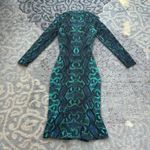 Roberto Cavalli Snake Print Form Fitting Dress Blue Green 38 Photo 4
