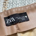 ZARA  Beige Camel Tan Faux Leather Slim Leg High Rise Pant Hem Slit Women’s Small Photo 8