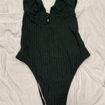 Shade & Shore GREEN SWIM ONE-PIECE BATHING SUIT RIBBED PLUNGE WOMENS SIZE M Photo 4