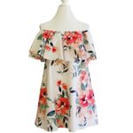 Adrienne Dress Tropical Floral On Off Shoulder Ruffle Neckline Sleeveless Small Photo 11