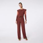 FIGS  Layton Crewneck Wide Leg ScrubJumpsuit in Walnut, Size Small Photo 0