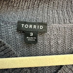 Torrid  | Smokey Blue Ribbed Long Sleeve Sweater Plus Size 3X Criss Cross V-Neck Photo 3