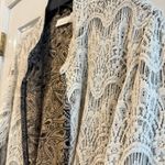 Chico's Crochet Lace Paisley Lined Open Front Flap Pockets Ivory Size 3 (16) Photo 1