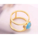 Boutique NEW Women's Turquoise Gold Filled Ring,‎ Sz 9 Photo 4