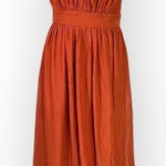 Birdy Grey Maxi Dress Women's Medium Rust Orange Tie Back Halter Sleeveless Photo 0