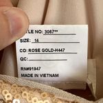 NEW Dessy Collection Elle Spaghetti Strap Flared Skirt Sequin Midi Dress Gold Size 14 Photo 6