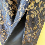 Eliza J  Navy Blue Lace Formal Dress Size 14 Cap Sleeve Long Length‎ Bridesmaid Photo 4