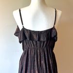 Anthropologie  Amadi Alloy Ruffled Metallic Mini Dress Bronze Size LP NWT Photo 9