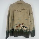 Ralph Lauren Vintage Lauren  Hand Knit Landscape Wool Cardigan sz M Fisherman Dog Photo 6