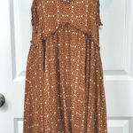 Patrons of Peace  Women's M Brown Geometric Print Mini Dress Spaghetti Straps Photo 0