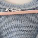 ZARA  Baby Blue Floral Embroidered Sweater and Top‎ Set Button Front Medium HTF Photo 10