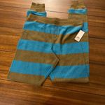 BP NWT Wide Stripes Elastic Waist Tapered Ribbed Knit Leggings Pants MED olive t Photo 0
