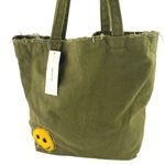 Urban Outfitters NEW  Women's Army Green Smiley Patch Distressed Canvas Tote Bag Photo 3