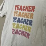 Bella Canvas  White Short Sleeve Tee with Colorful Teacher Design Photo 1