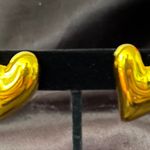 Boutique Large 3D Sunny Yellow Metallic Stud Earrings Photo 3