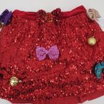 love on a hanger Red Sequin Bow Tulle Skirt Women's Size M Holiday Party Photo 0