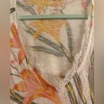 Torrid  Classic Fit Tee Floral tropical light V Neck Lace Trim Top Shirt - size 1 Photo 1