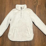 Cozy Sherpa  Quarter Zip White Pullover Sweater Jacket High Collar Soft Sz Small Photo 0