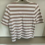 J.Crew NWT Short Sleeve Striped Button Shoulder Tee Tan White Size small Photo 3