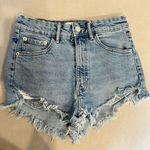 ZARA High Waist Curved Denim Shorts Photo 0
