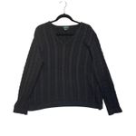 Ralph Lauren Lauren  Black Cable Knit V Neck Cotton Sweater Plus Size 2X Photo 0