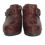 Frye Ella Clogs Stud Burgundy Leather Shearling Wood High Heels Womens 7 Photo 2
