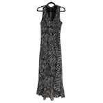White House | Black Market WHBM Abstract Zebra Black and Ecru High Low Maxi Dress - Size 8 Photo 2