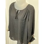 Charming Charlie Black White Polka Dot Tie Neck Blouse Top Women's Large Top Photo 6