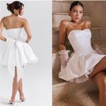 House Of CB  'Noele' White Satin Strapless Bow Mini‎ Gown NWOT Size XL Photo 7