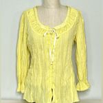 Harvé Benard Y2K Harve Benard Yellow Textured Blouse with Lace and Embroidery size Large Photo 5
