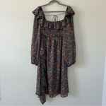 For Love & Lemons  Brittany Ditsy Blue Black Floral Long Sleeve Midi Dress NWT XL Photo 2