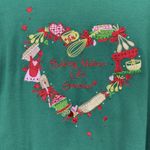 Quacker Factory Green Rhinestone Embroidery Baking Life Sweeter Knit Top Size 1X Photo 3