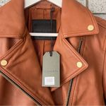 ALLSAINTS NWT Dalby Slim Fit Leather Biker Jacket Cognac Brown Size 2 Photo 4