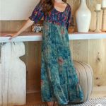 Natural Life 🌸  Collette Tiered Maxi Dress – Navy/Turquoise Floral (L) 🌸 Photo 9