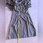 Club Monaco  Olive Green Flutter Sleeve Silk Dress summer outfit  tie neck Photo 7