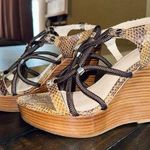Calvin Klein Snake Print Wegdes Vacation Wooden Block Strappy Heels Womens 8.5 Photo 0