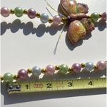 Vintage Butterfly Color Pearls Beaded Ceramic Quality Necklace 80s Sz 19” Pink Photo 11