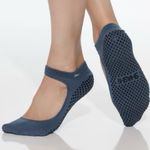 SHASHI Sweet Open Style Clean & Cool Denim Barre Pilates Yoga Full Grip Socks M Blue Size M Photo 4