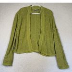 Chico's Jacket Womens 2 Lime Green Ruched Textured Open Front Long Sleeve Boho Photo 0
