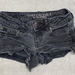 American Eagle  Shorts Womens 0 Black Booty Jean Cut Off Shortie Ripped Super Low Photo 0